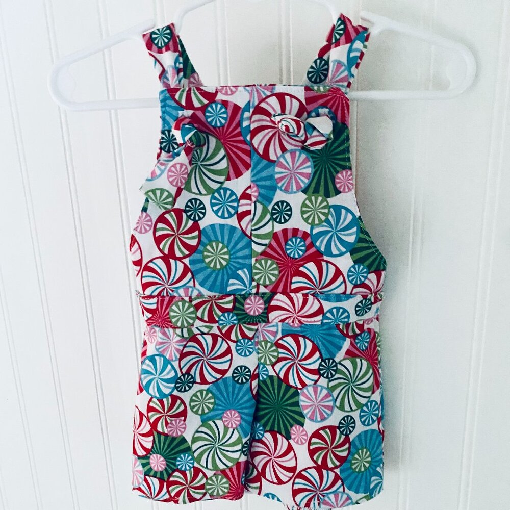 0-3 month candycane overalls